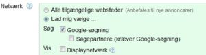 vælg adwords netværk